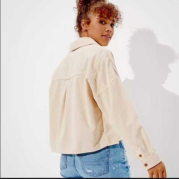 American Eagle Corduroy Cropped Shirt Jacket - Picture 2 of 12